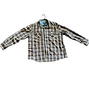 American Rag Slim Fit Sz XXL Mens Gray Black Plaid Long Sleeve Button-Up Shirt.